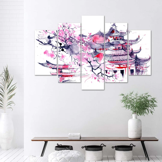 Canvas Print Japanese Pink Landscape