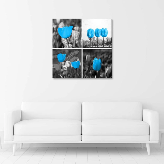 Canvas Print Blue Tulip Set