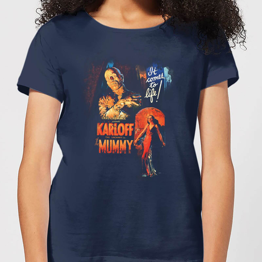 Universal Monsters The Mummy Vintage Poster Women's T-Shirt - Navy - S - Navy