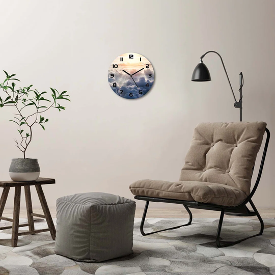 Glass Wall Clock 30Cm Round Decoration Picture Wall Art Modern Decoration Kitchen Living Room Silent - Clouds From A Bird''s Eye View,92314330