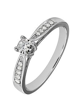 Love DIAMOND 9ct White Gold 19 Point Diamond Engagement Ring, One Colour, Size L, Women