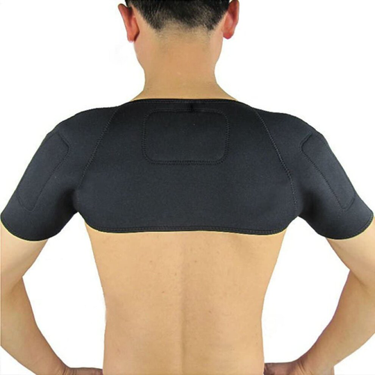 Artibetter Double Shoulder Support Magnetic Therapy Thermal self Heating Shoulder wrap Brace Protector (Black)