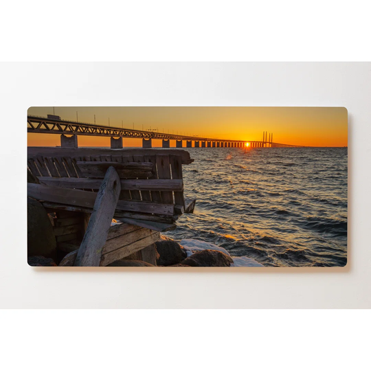Backlight Motif Wall Picture Bridge Sea Sunset Magnetic Cork Board