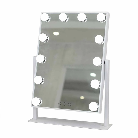 At Home Comforts Brigette Hardwood Portrait Mirror 12 Led Bulbs