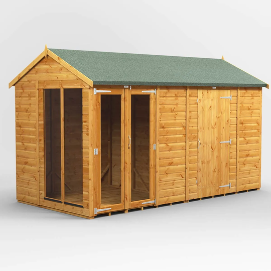 12X6 Power Apex Summerhouse Combi Including 6Ft Side Store
