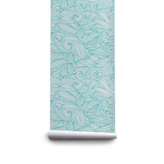 Walllpaper Roll 312X219cm Mural Decoration Kitchen Livingroom Bedroom Wallpaper Material With Print - Waves Irregular Shapes Vintage Hand Drawn