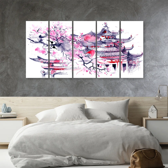 Pagoda Cherry Tree Japan Painted