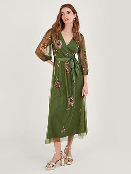 Monsoon Reese Sustainable Emb Wrap Dress