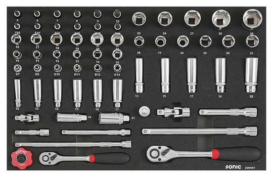Sonic Socket Set 1/4" & 3/8", 65 Piece 206501
