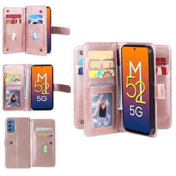Multi-Card Slot Samsung Galaxy M52 5G Wallet Case - Rose Gold