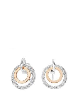 Simply Silver Sterling Silver 925 With Cubic Zirconia Two-Tone Double Open Earrings