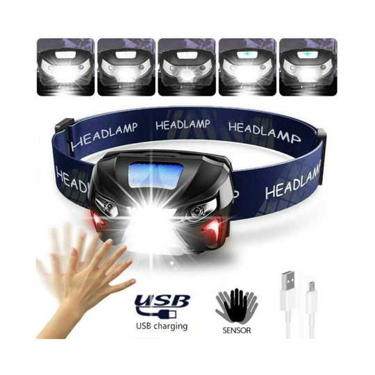 Waterproof Headlight Super Bright Head Torch LED USB Headlamp Camping Fishing