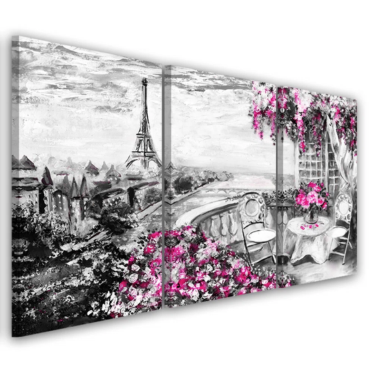 Canvas Print Paris Eiffel Tower Purple Pastel