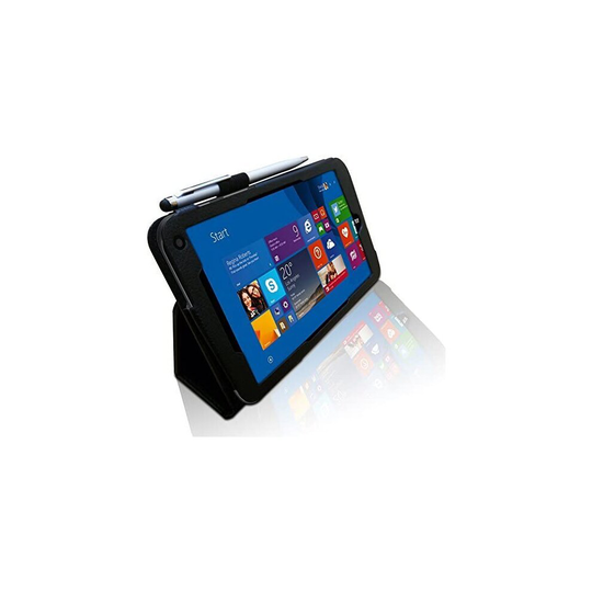 HP Stream 7 (7 inch Windows Tablet) Multi-Angle 'Pen' Case with Stand Function and 2 in 1 Stylus / Biro Pen by LuvTab (BLACK)