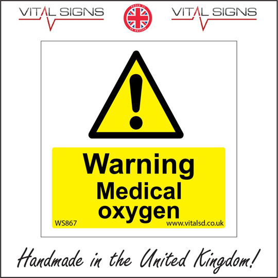 (400 x 400mm - 16 x 16, Magnetic - Vehicle Grade) WARNING MEDICAL OXYGEN SIGN WS867 SAFETY STICKER RIGID INDOOR OUTDOOR