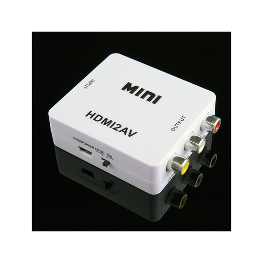 (White) HDMI to AV RCA Adapter Mini HD Video Converter
