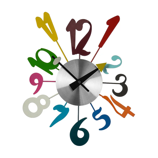 Premier Housewares Funky Numbers Wall Clock - Multi-Coloured