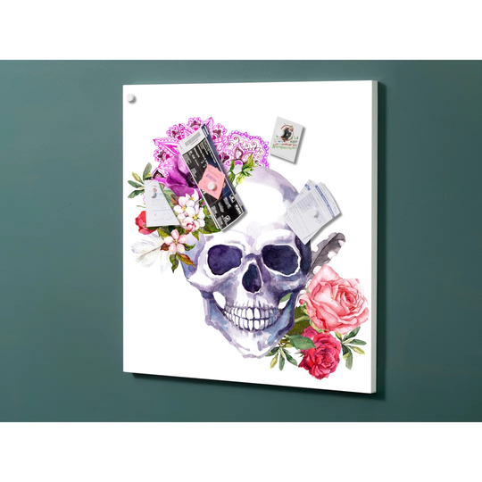Notiz Motive Skull Magnetic Wall Mounted Cork Board
