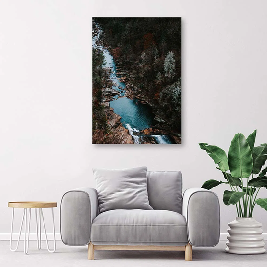 Canvas Print Forest Stream Mountains Nature