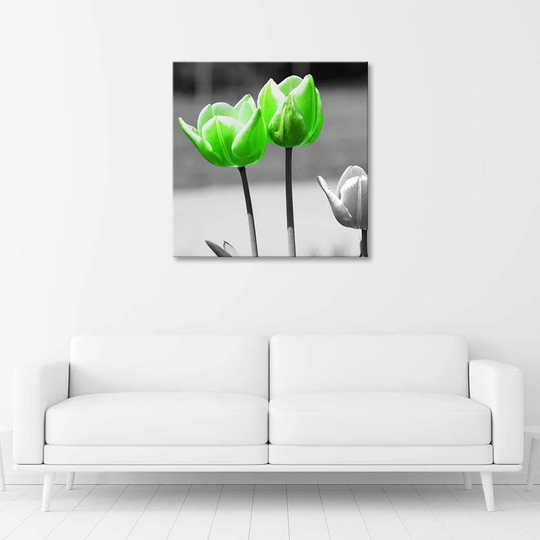 Canvas Print Tulips Flowers Green