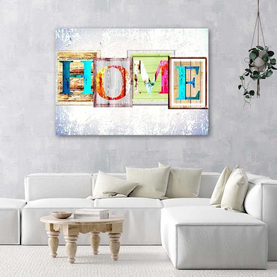Canvas Print Home Inscription Coloured