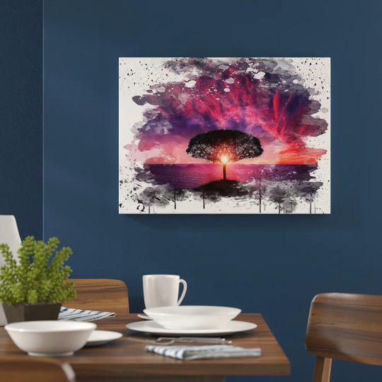 'Lone Tree Purple Sunset' Graphic Art Print Poster