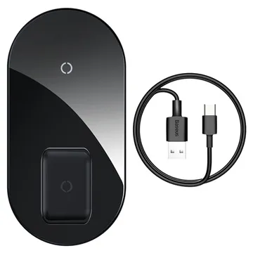 Baseus Simple 2-in-1 Pro Edition Dual Wireless Charger - 15W - Black