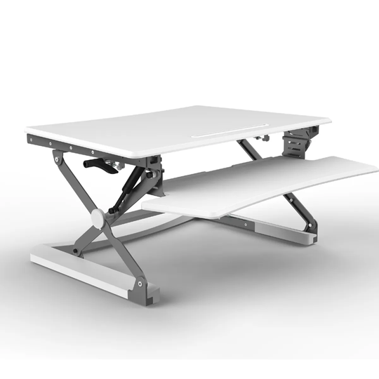 Core Products Naxos Medium Sit-Stand Workstation with Keyboard Tray - White