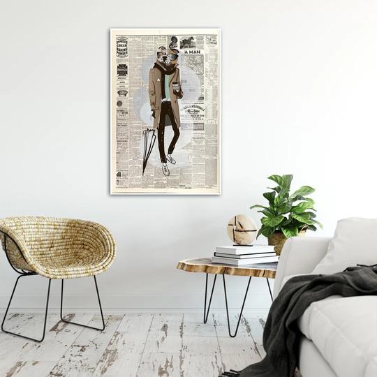 Poster, Abstract Bulldog On The Background Of A Newspaper