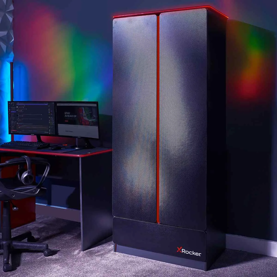 X-Rocker X Rocker Carbon Tek 2 Door Wardrobe With Drawer And Led Lights