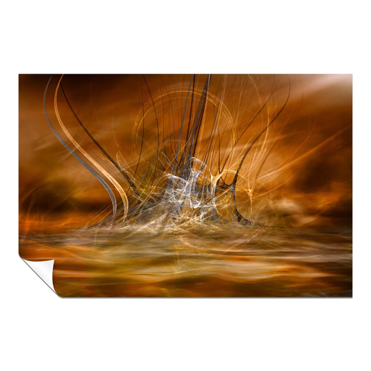 Panther Print Fine Art Prints Abstract Golden Flames & Water Splash Artistic Unframed Poster, Pictures For Home Walls, Bedroom, Living Room & Bathroom