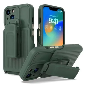 Explorer Series iPhone 14 Hybrid Case with Belt Clip - Dark Green