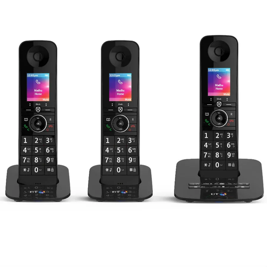 BT Premium Cordless Home Phone with Nuisance Call Blocking, Mobile Sync and Answering Machine - Trio