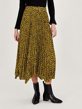 Monsoon Sally Sustainable Spot Pleated Skirt