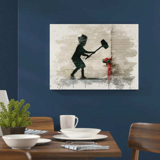 'Banksy Fire Hydrant Graffiti Wall Art' Graphic Art Print Poster