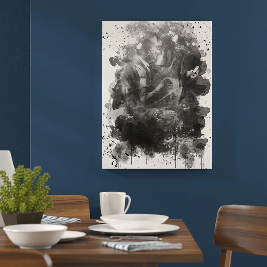 'Banksy Mobile Lovers Black and White Wall Graffiti Art' Graphic Art Print Poster