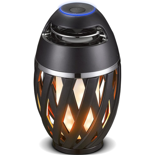 Luceco LEXFLAMESPBK-01 LED Bluetooth Flame Speaker, USB Charged, IP65 Rated, Black