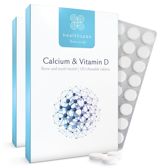 Healthspan Calcium & Vitamin D, 240 Chewable Tablets, Vegetarian