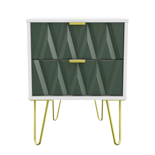 Copenhagen Ready Assembled Two Drawer Bedside Cabinet With Integrated Wireless Charging Green