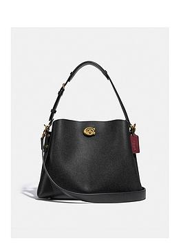 Coach Willow Polished Pebble Leather Shoulder Bag - Black