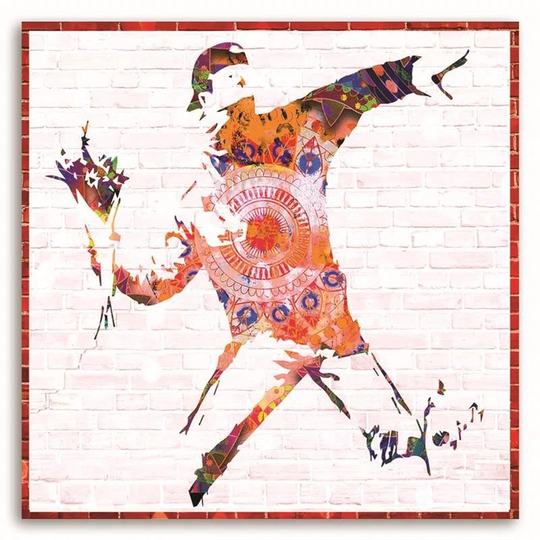 Canvas Print Banksy Street Art Flowers