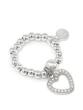 Say It With Diamonds CZ Heart Ball Ring - Sterling Silver, Silver, Women