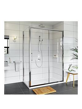 Mode Bathrooms 8Mm Sliding Shower Enclosure With Shower Tray And Waste &Ndash; 140 X 90 Cm