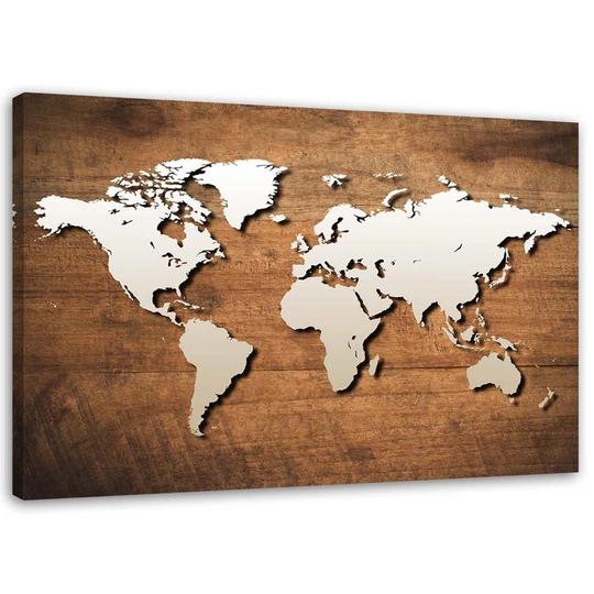 Canvas Print World Map On Boards