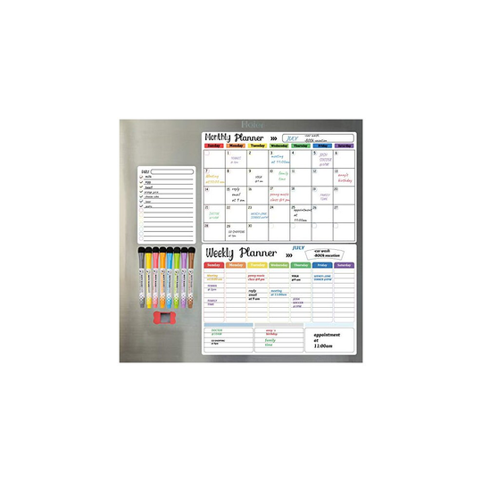 Dry Erase Calendar Kit- Magnetic Calendar for Refrigerator - Monthly Fridge Calendar Whiteboard with Extra-Thick Magnet Included Fine Point