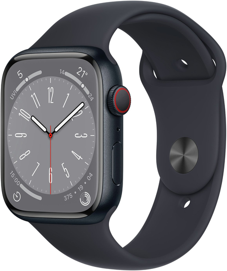 Apple Watch S8 Cellular 45mm Alu Case/Midnight Sport Band