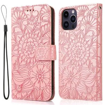 Flowers iPhone 14 Pro Max Wallet Case - Pink