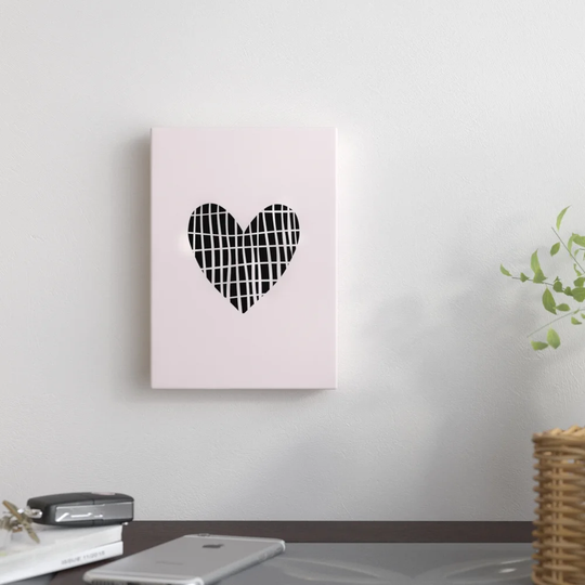 Sketch Love Heart - Wrapped Canvas Graphic Art Print