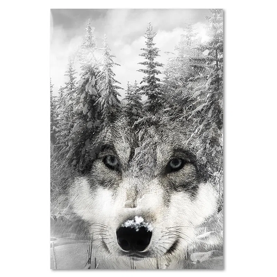 Canvas Print Wolf Forest Black And White