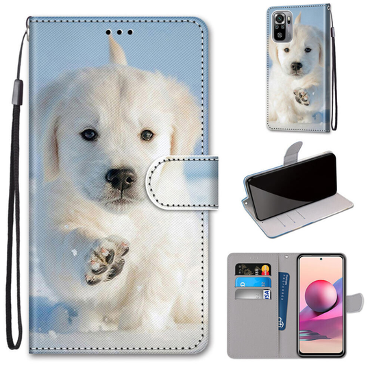 Xiaomi Redmi Note 10S Case Pattern Cover Folio with kickstand Cute dog